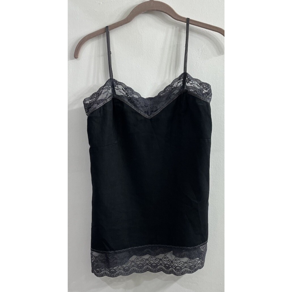 Vintage Limited Womens Sz 2 Lace Trim Black Gray Cami Tank Top Linen‎ Fairygoth